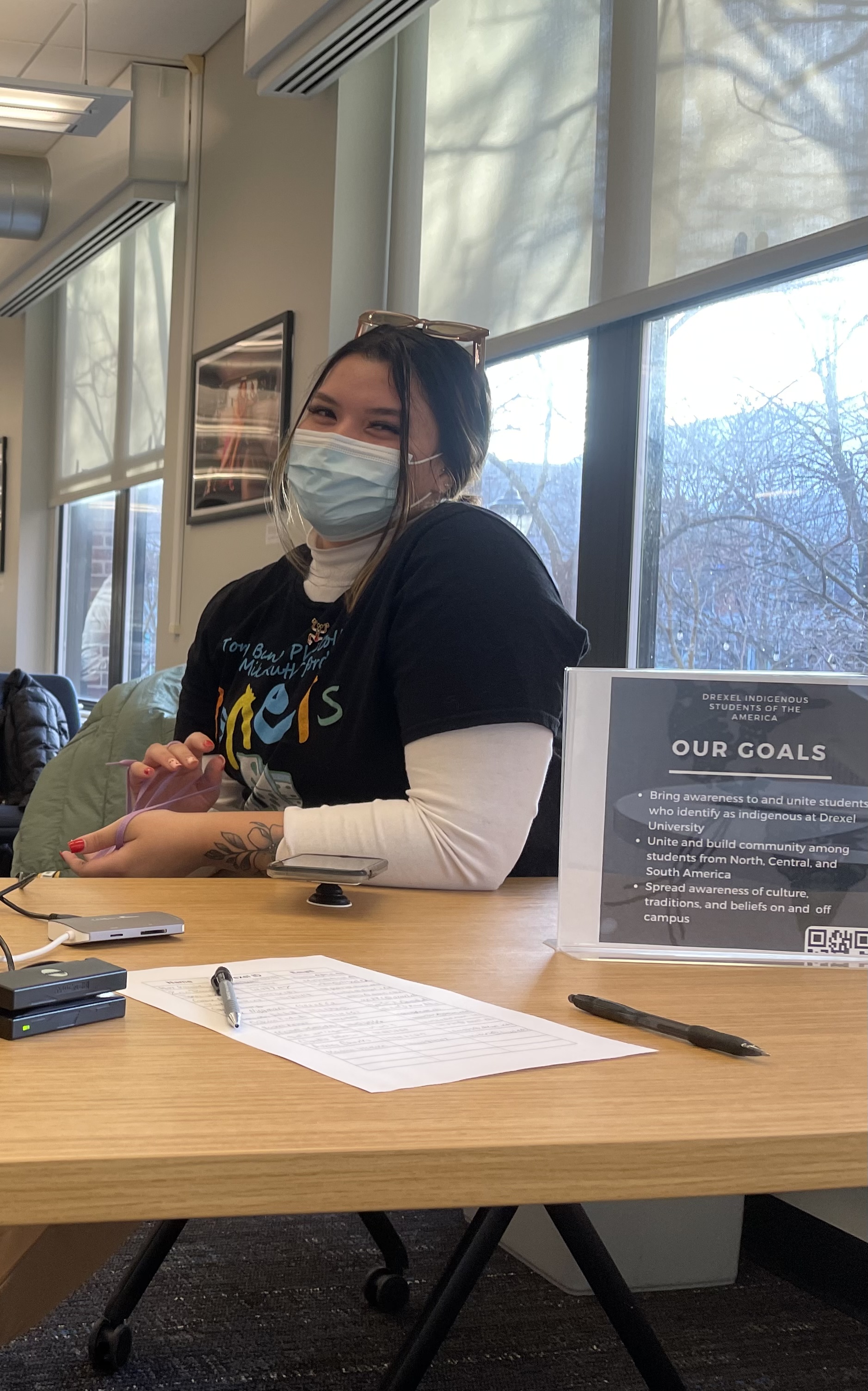 Raquel Ramos, BS health sciences ’23, representing Drexel Indigenous Students of the Americas wearing a mask.